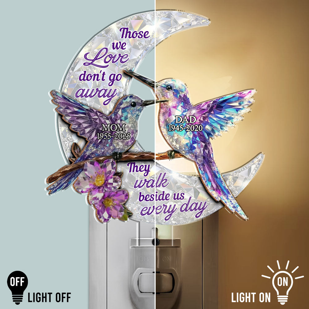 Custom Memorial Gift, Sympathy Keepsake For Loved Ones • They Never Go Away - Personalized 3D Effect Wood And Acrylic Night Light