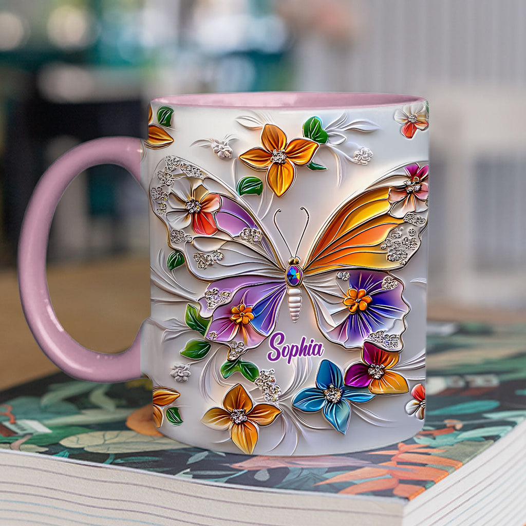 Custom Best Friend, Christmas & Birthday Friendship Keepsake Gift • Stunning Butterfly - Personalized 3D Inflated Effect Accent Mug