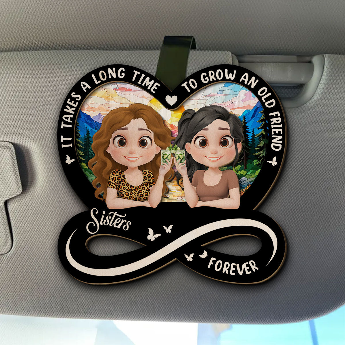 It Takes A Long Time Cartoonize - Personalized Car Visor Clip