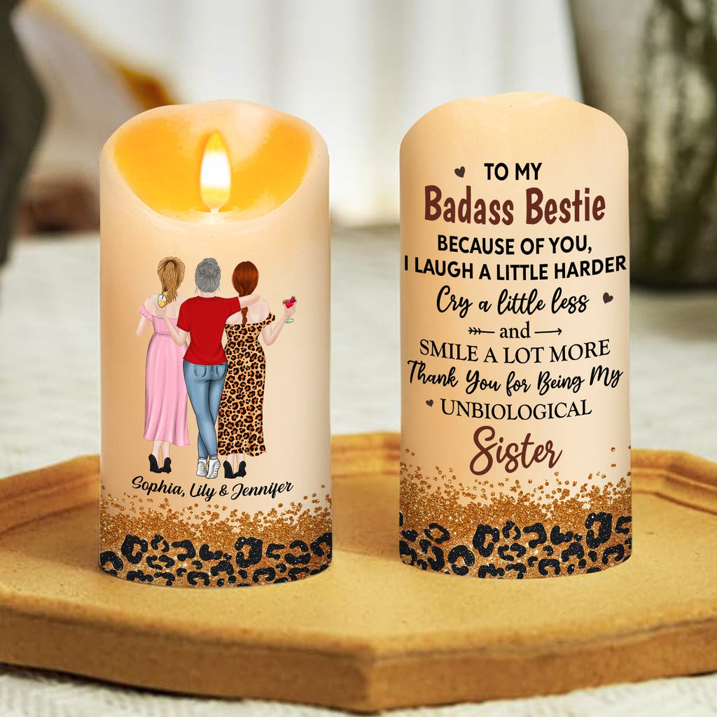 Because Of You I Laugh A Little Harder - Personalized LED Candle