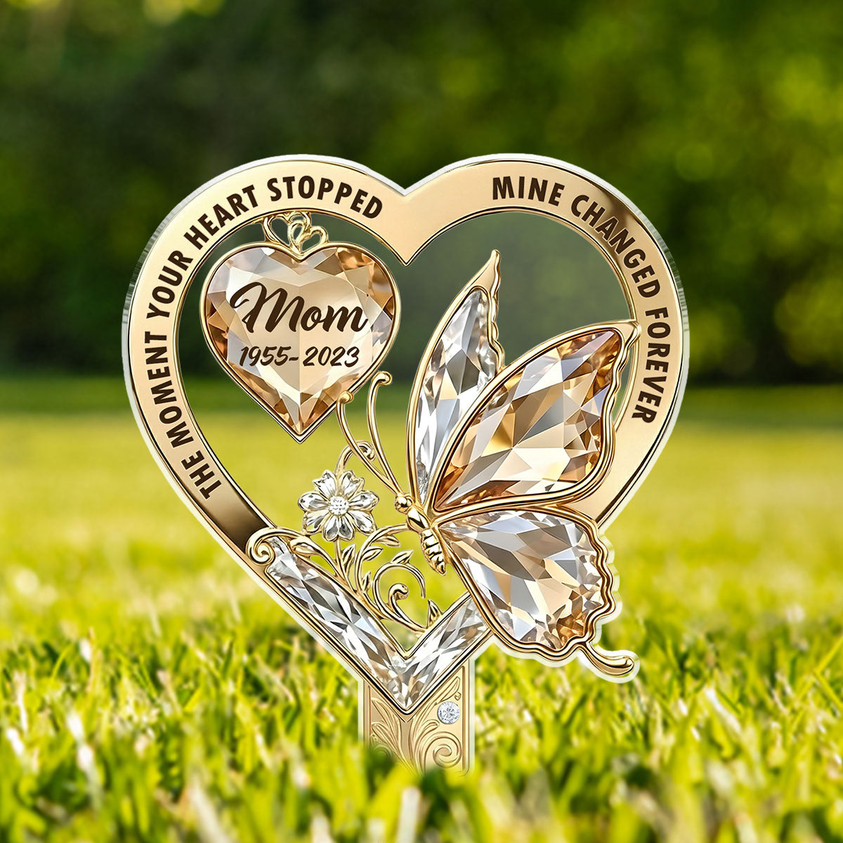 The Moment My Heart Changed Forever - Personalized Acrylic Garden Stake