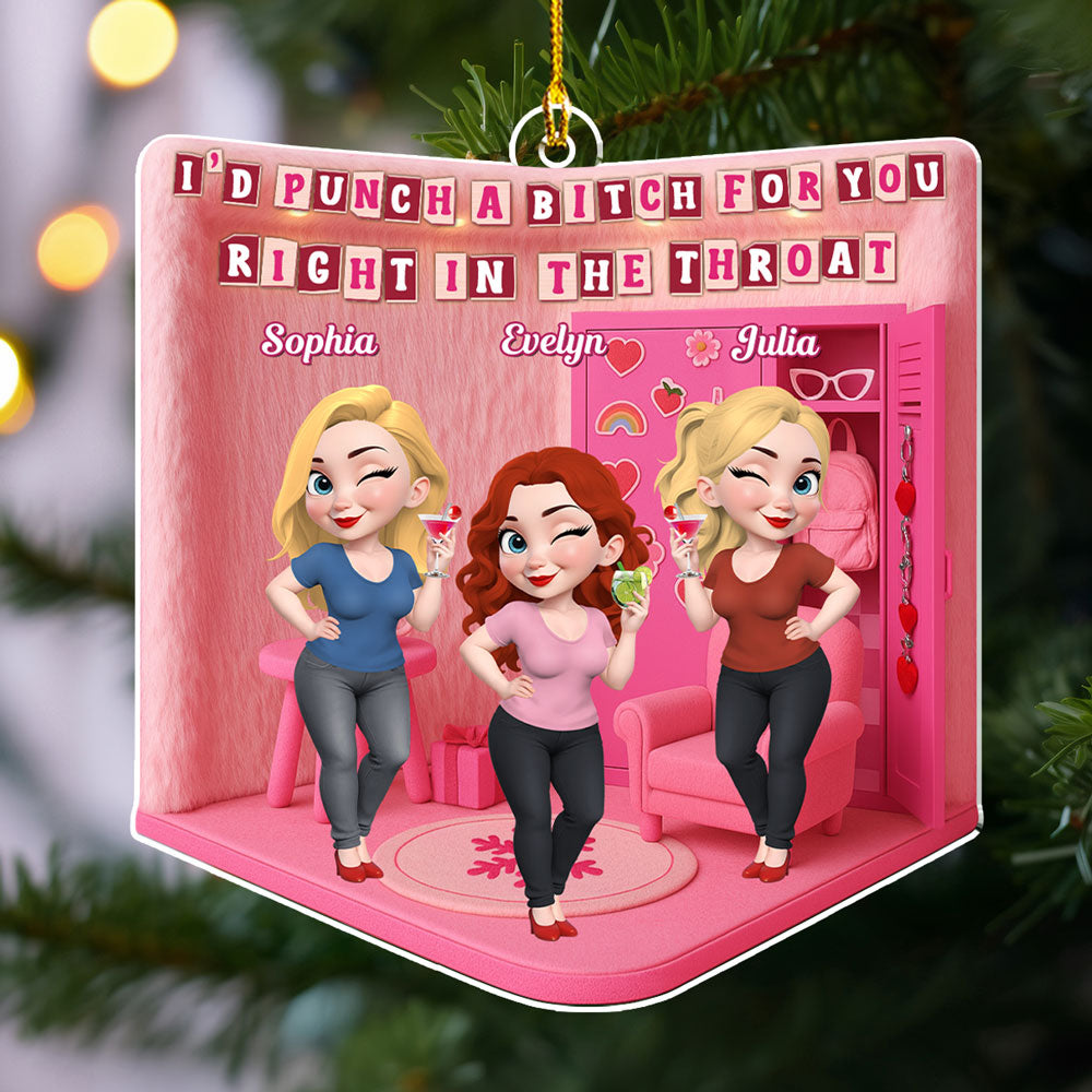 Custom Friendship Christmas Ornament, Best Friend Gift •  Slay All Day Station - Personalized Acrylic Ornament