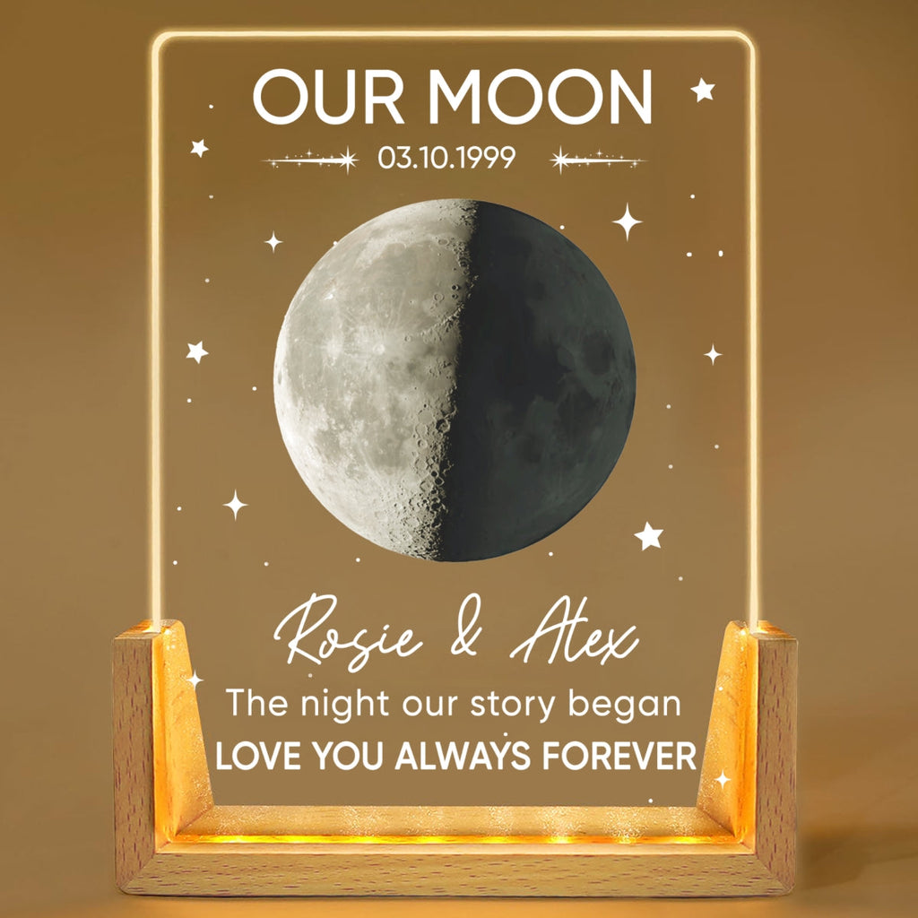 Custom Couple Gift for Anniversary, Valentine's Day, Christmas • The Night Our Story Began - Personalized Night Light