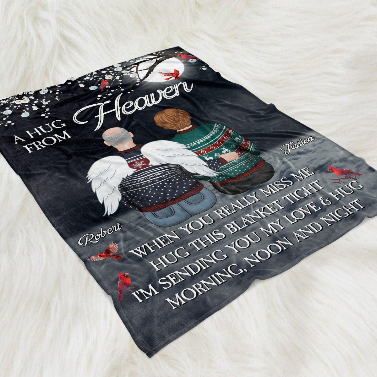 A Hug From Heaven Version 2 - Personalized Fleece Blanket