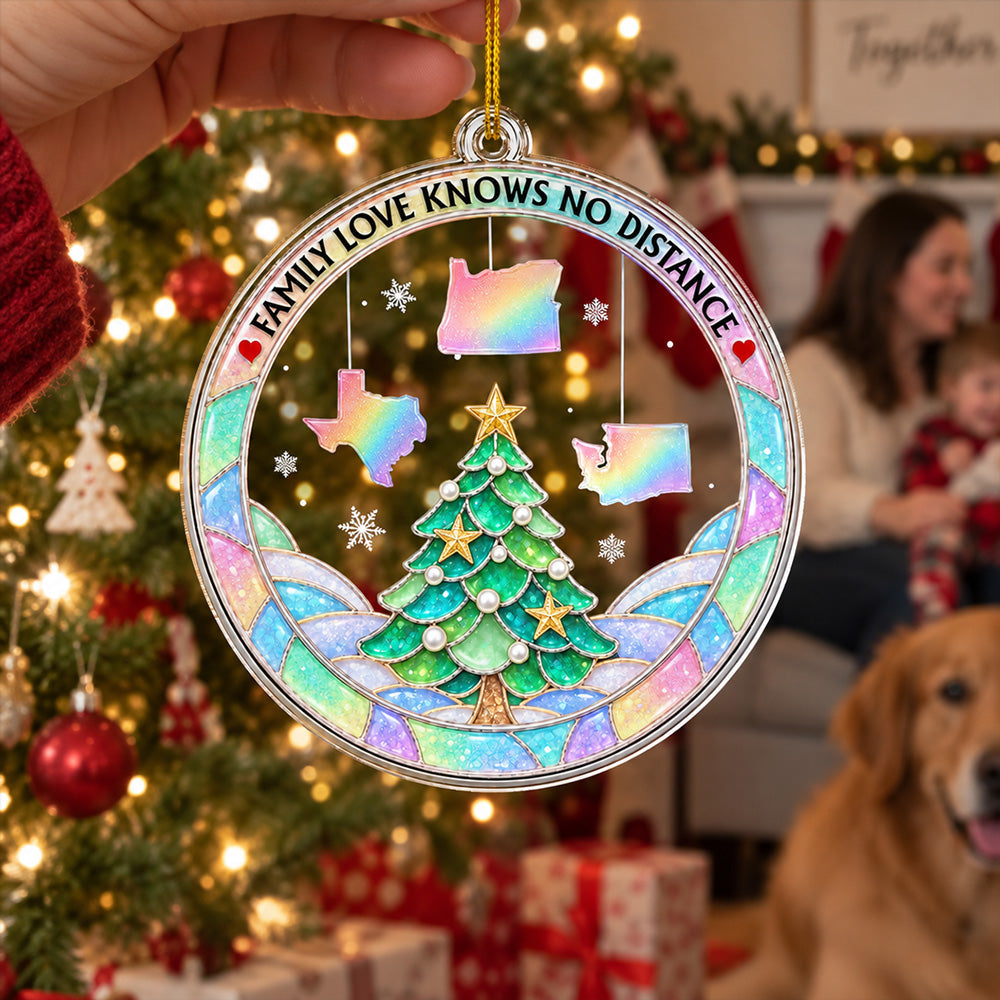 Custom Keepsake Christmas Ornament •  Family Beyond Distance - Personalized Acrylic Ornament