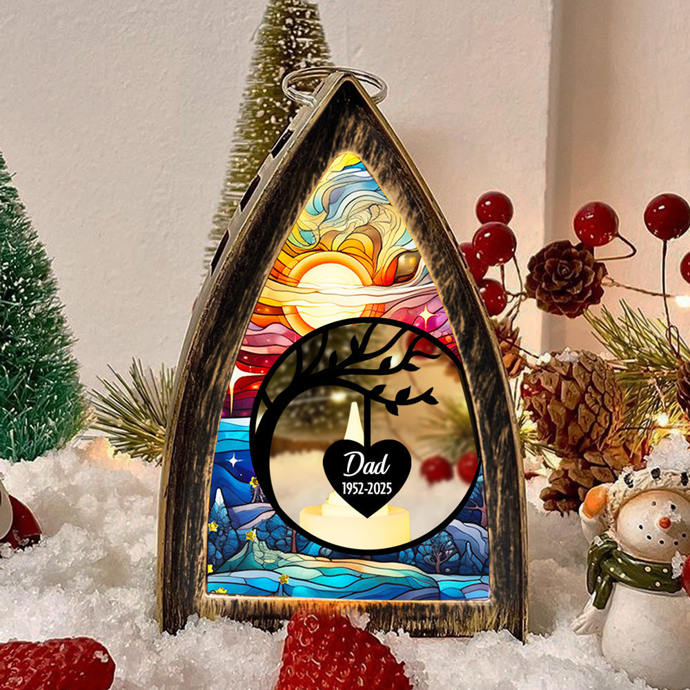 Custom Name Memorial Christmas Table Light, Remembrance Gift • In Heaven - Personalized Table Lantern