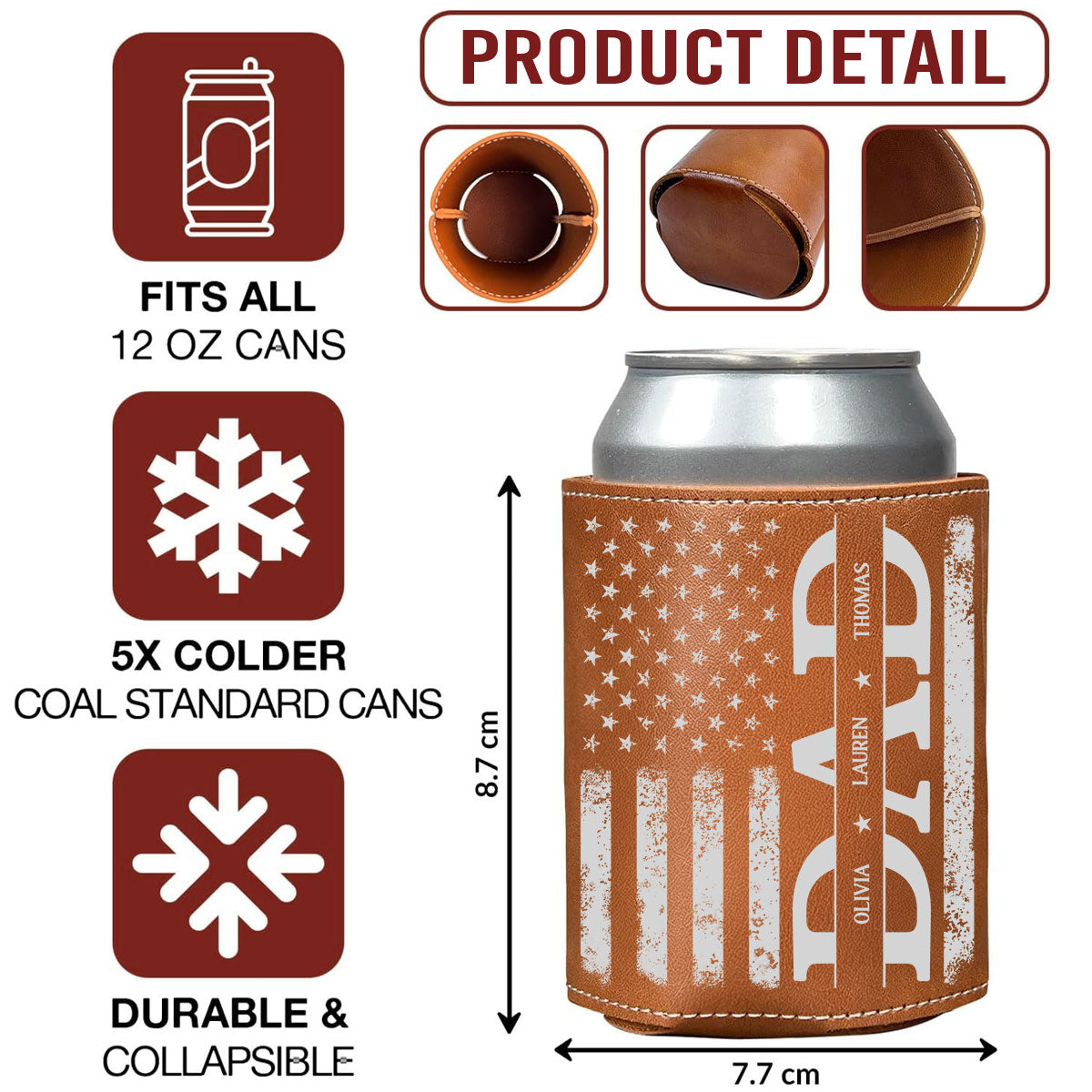 The Best Daddy - Personalized Leather Can Cooler