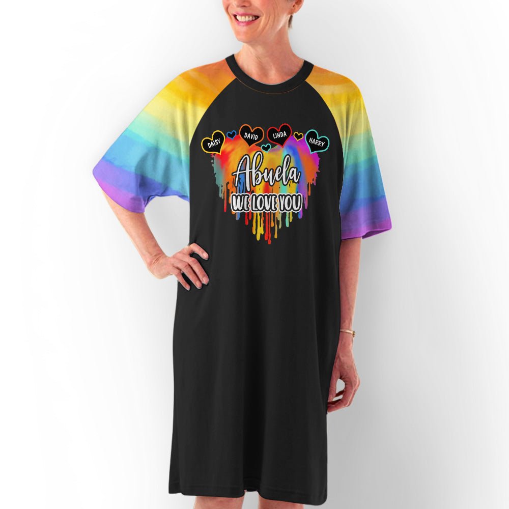 Colorful Grandma Heart - Personalized 3/4 Sleeve Dress