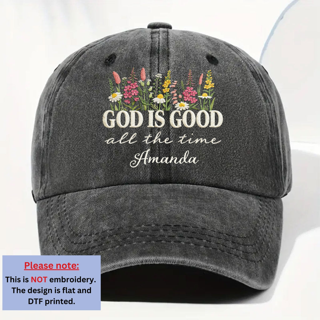 God Is Good Forever - Personalized Vintage Washed Denim Cap