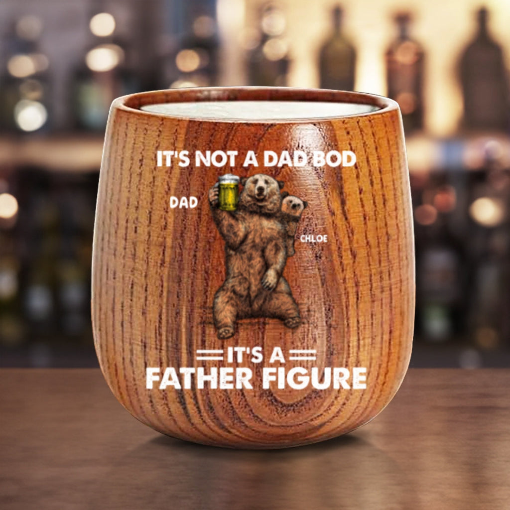 Bear Family Dad Bod - Personalized Wooden Whiskey Glass