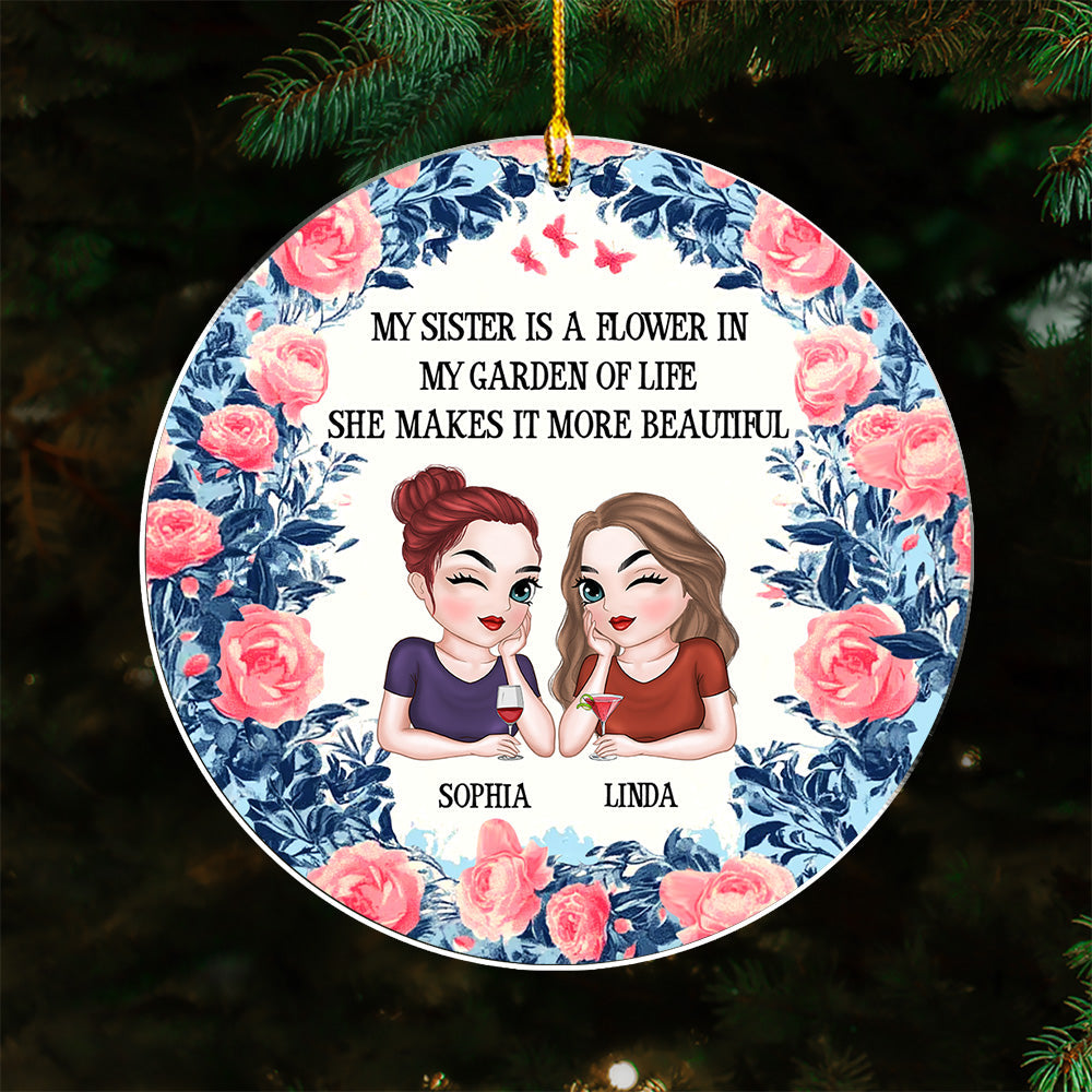 Custom Friendship Christmas Ornament, Best Friend Gift •  Sister Lights Up Life - Personalized Acrylic Ornament