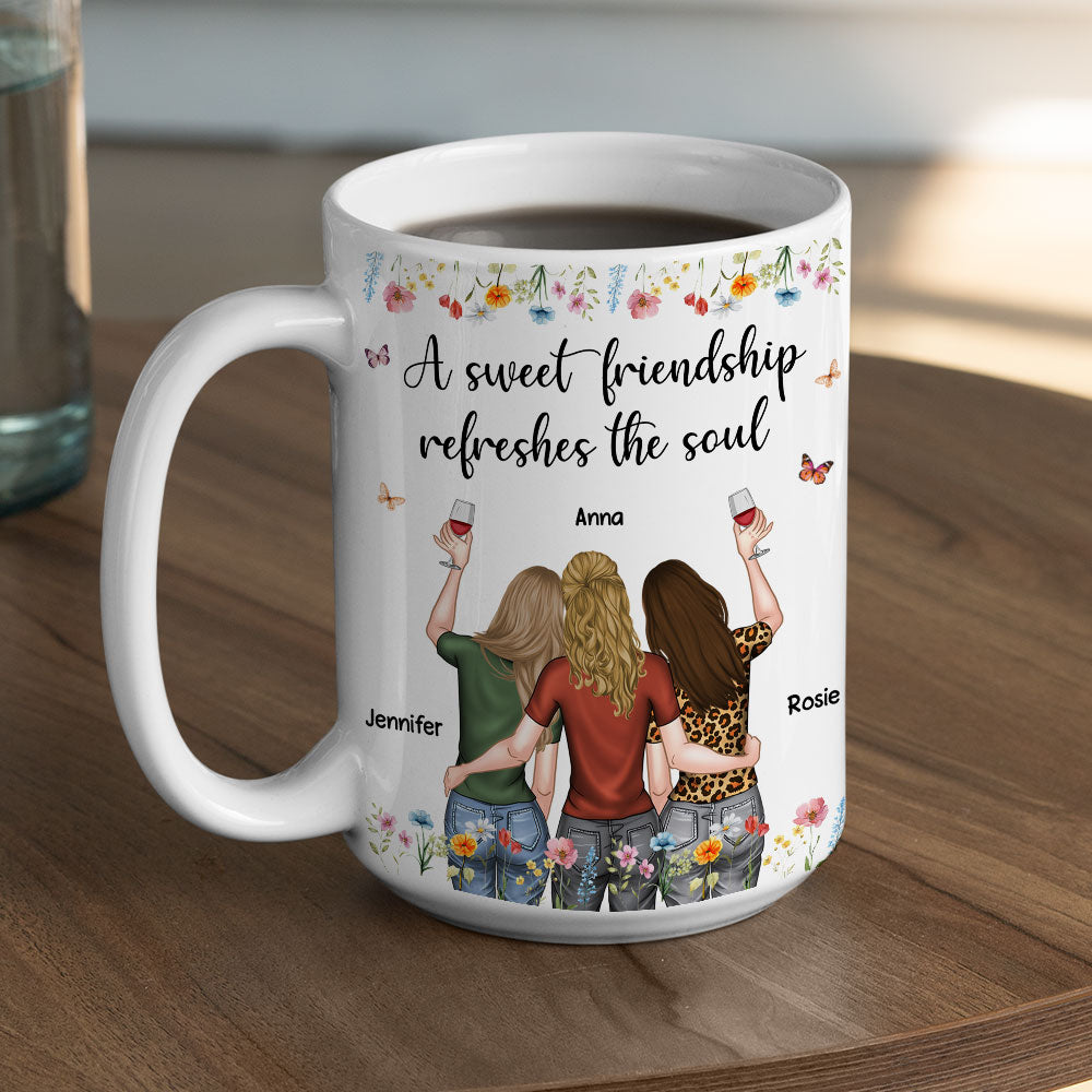 Custom Best Friend, Christmas & Birthday Friendship Keepsake Gift • Refreshes The Soul - Personalized Coffee Mug