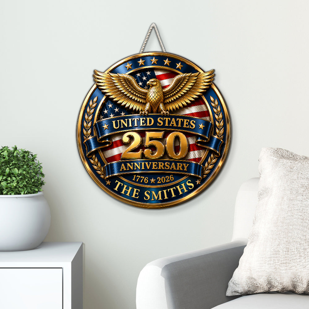 Custom 3D Family Patriotic Hanging Decor, 4th of July • Freedom States - Personalized 3D Effect Wood Sign