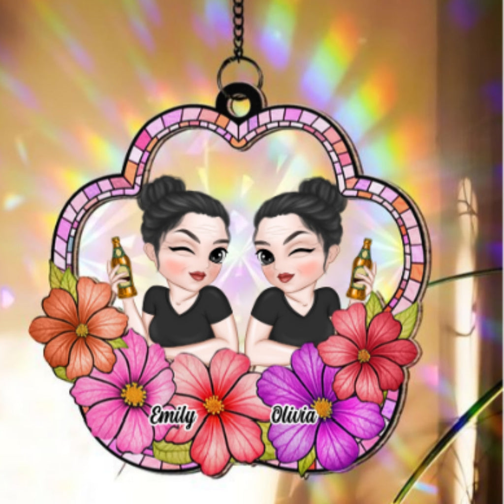 Custom Best Friend Hanging Decor, Friendship Birthday Gifts • Friend Like Flowers - Personalized Rainbow Suncatcher