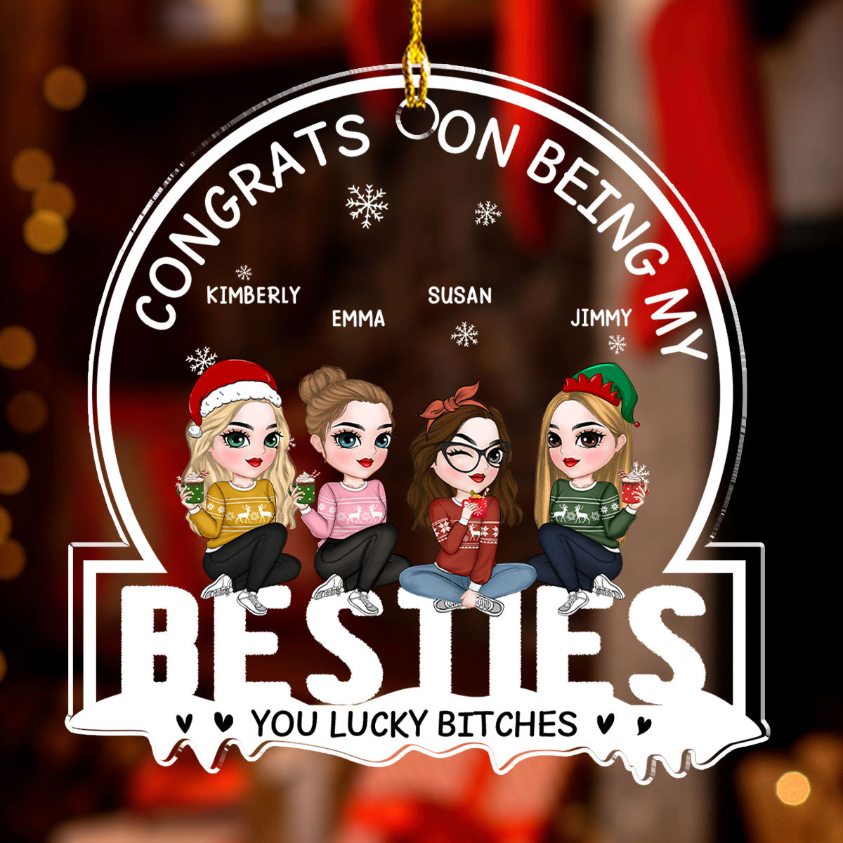 Custom Friendship Christmas Ornament, Best Friend Gift •  Christmas Congrats On Being My Bestie - Personalized Acrylic Ornament