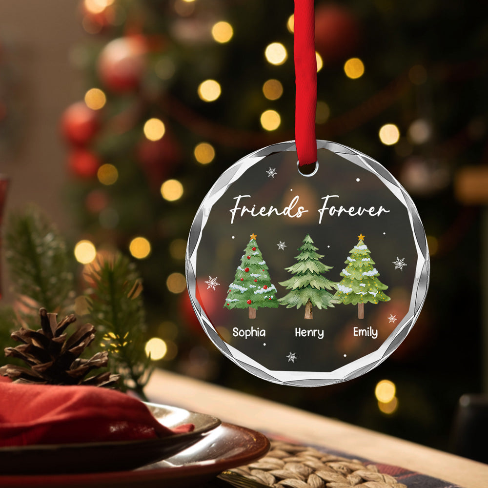 Custom Family Ornament, Christmas Gift for Family Members •  Our Friendship Sparkles Every Christmas - Personalized Glass Ornament
