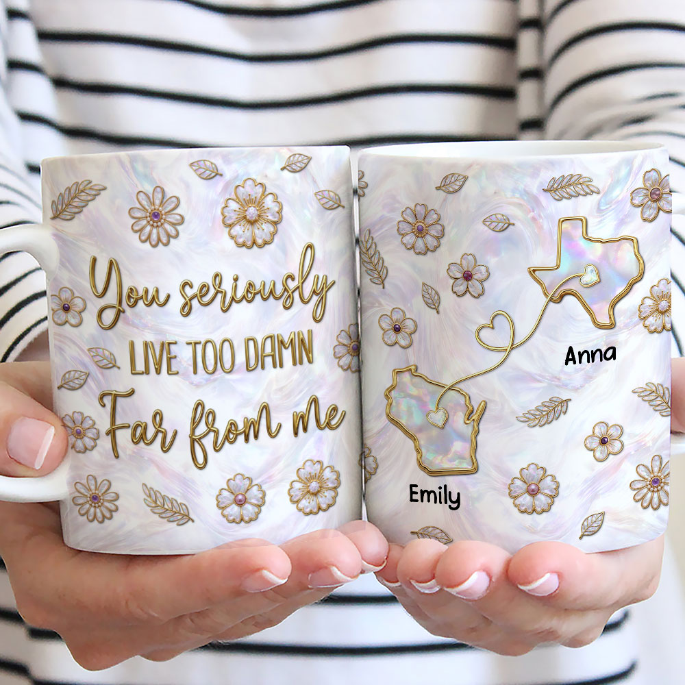 Custom Best Friend, Christmas & Birthday Friendship Keepsake Gift • So Far From Me - Personalized 3D Inflated Effect Mug