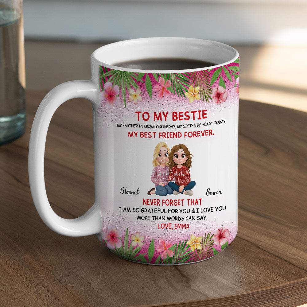 Custom Best Friend, Christmas & Birthday Friendship Keepsake Gift • My Partner In Crime Yesterday - Personalized Coffee Mug