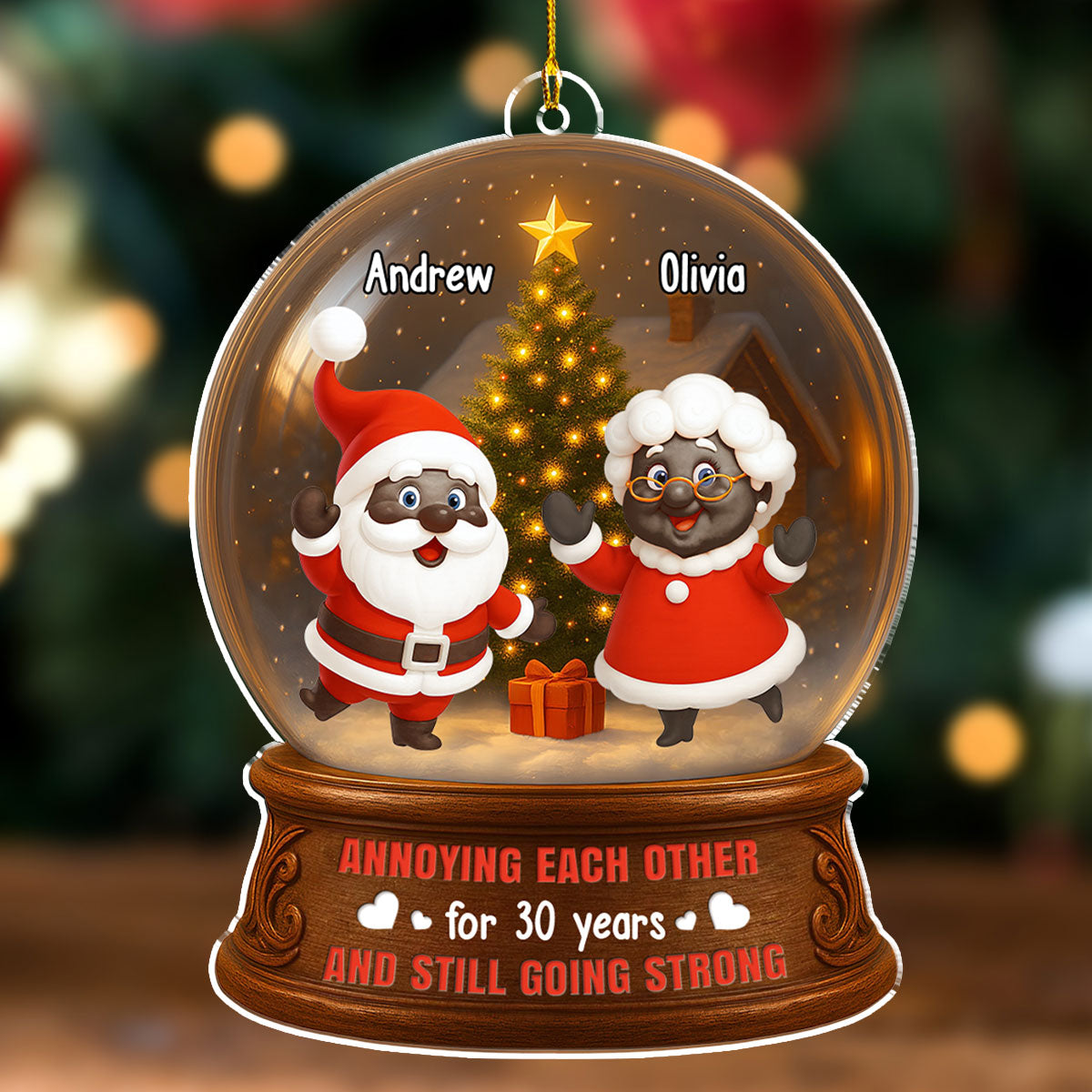 Custom Couple Christmas Ornament, Anniversary Gift •  Christmas Is Coming To Town - Personalized 3D Effect Acrylic Ornament