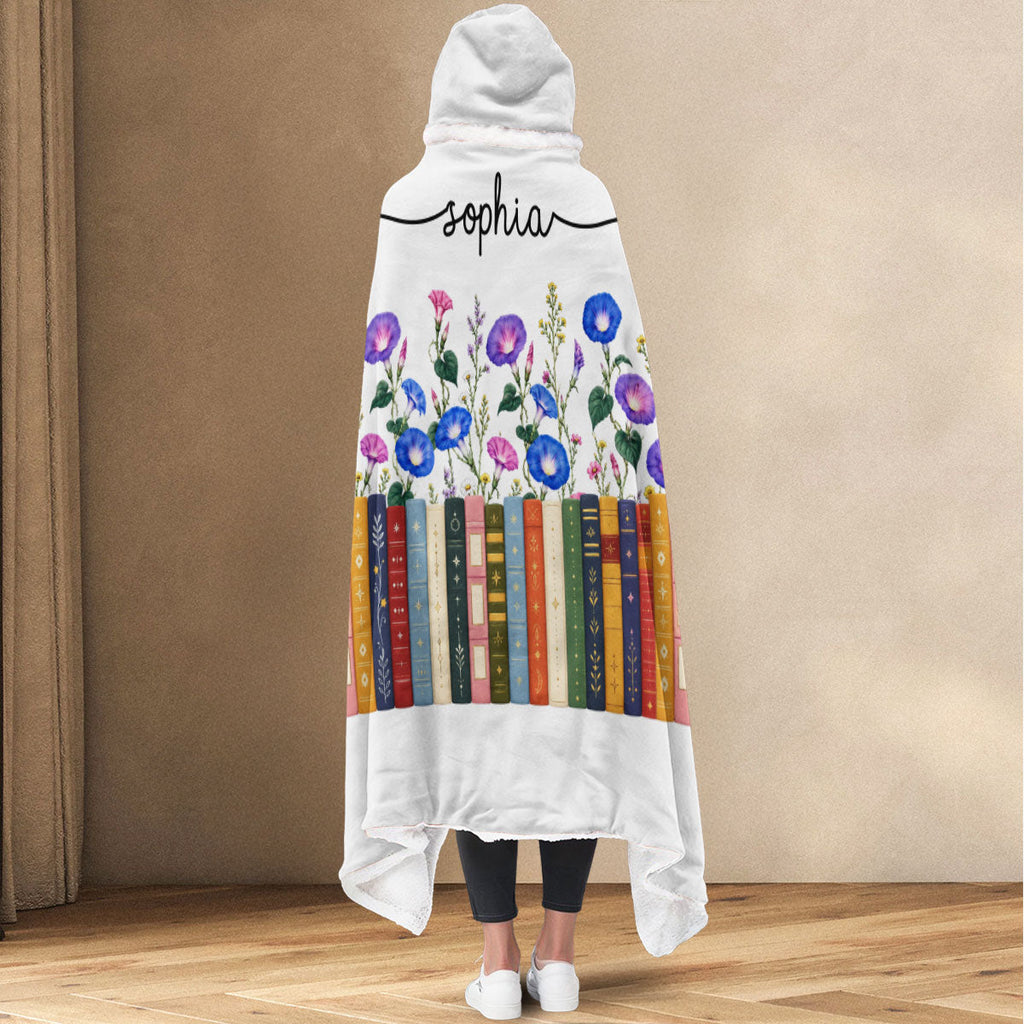 Custom Christmas Birthday Gift For Book Lovers, Bookworms, Reader • Birthflower And Book - Personalized Hooded Blanket