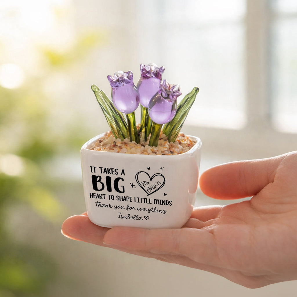 Custom Flower Keepsake, Meaningful Glass Home Decor Gift • Teachers Make Dreams Bloom - Personalized Glass Everlasting Tulips