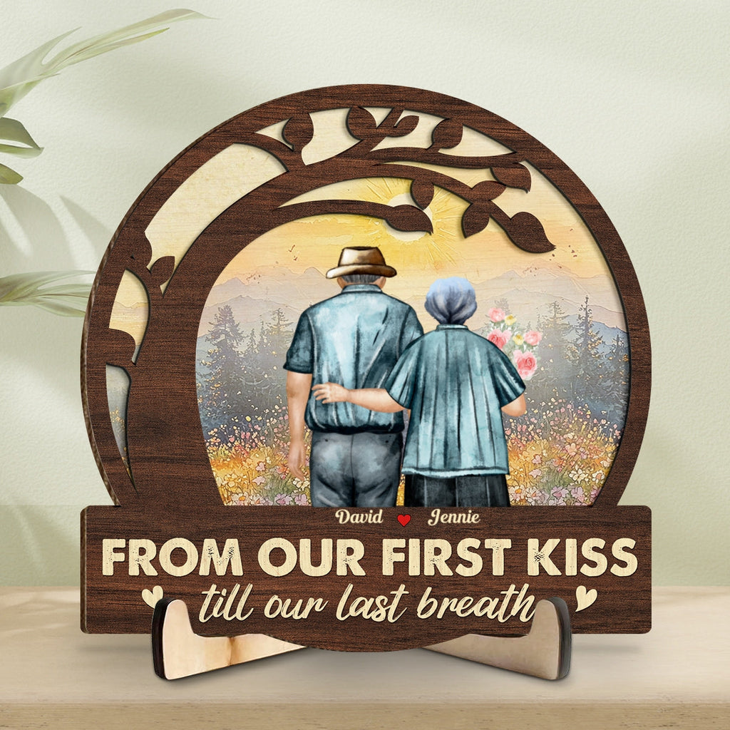 Custom Couple's Decor, Anniversary & Wedding Gift • From Our First Kiss - Personalized Wooden Plaque