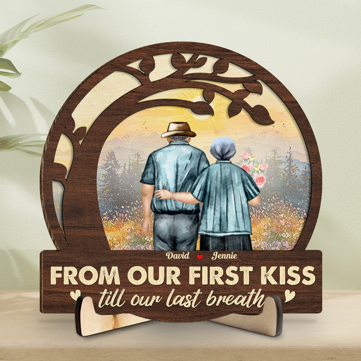 Custom Couple's Decor, Anniversary & Wedding Gift • From Our First Kiss - Personalized Wooden Plaque
