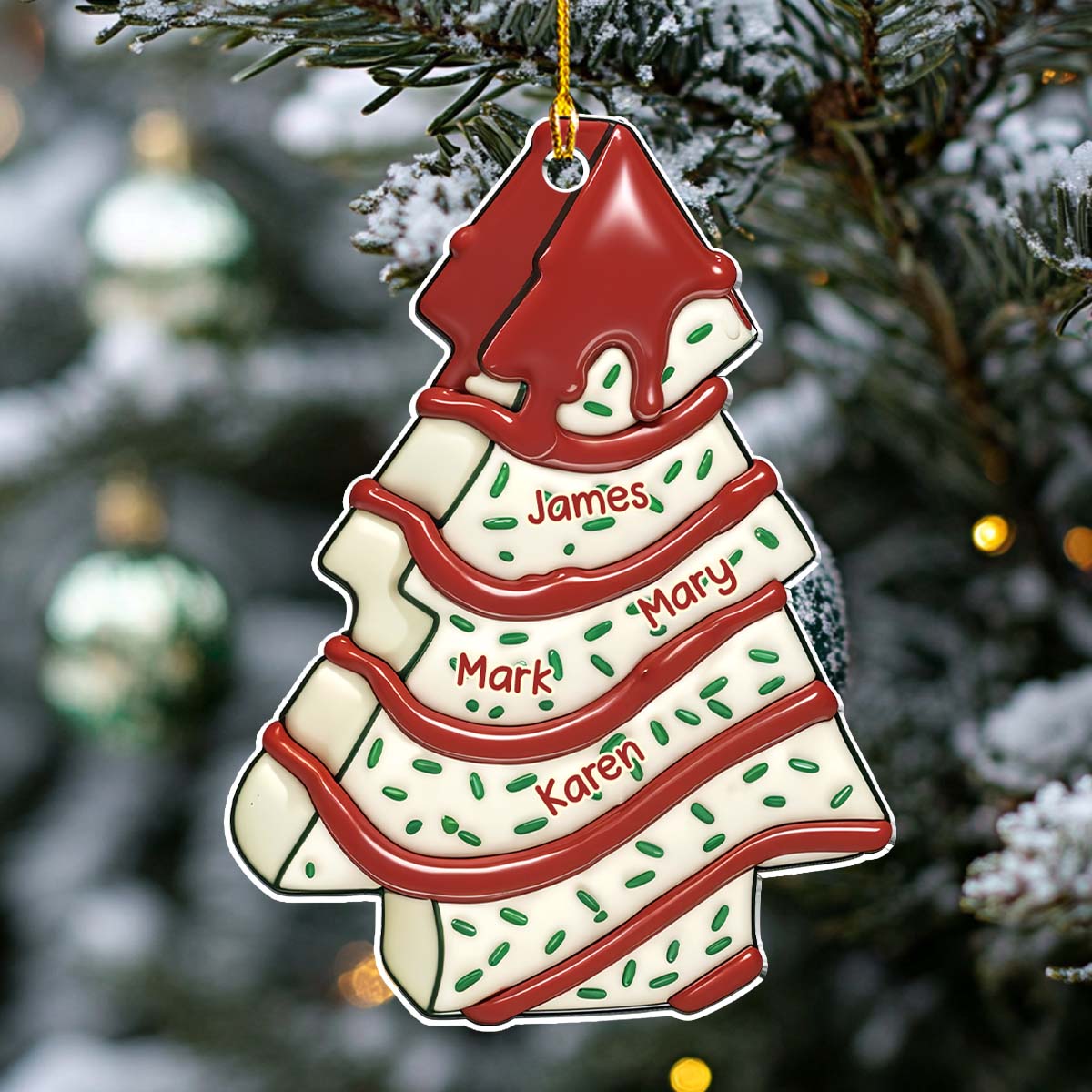 Custom Coworker Christmas Ornament, Team Appreciation Gift •  Coworker Tree Cake - Personalized 3D Effect Acrylic Ornament