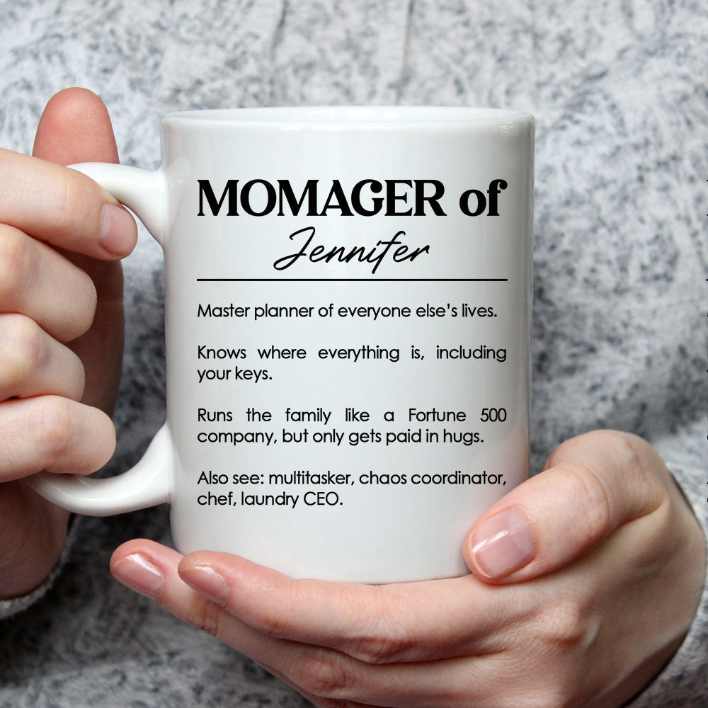 Custom Christmas & Birthday Keepsake Gift • Momager - Personalized Coffee Mug