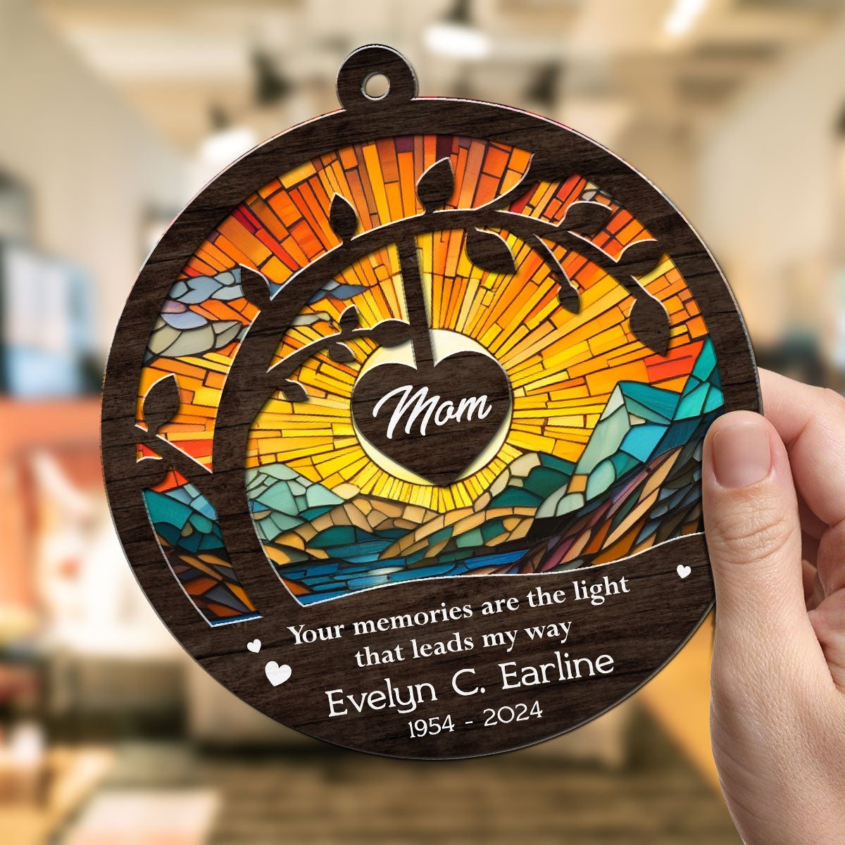Custom Name Memorial Hanging Decor, Remembrance Keepsake • Your Memories Are The Light - Personalized Suncatcher