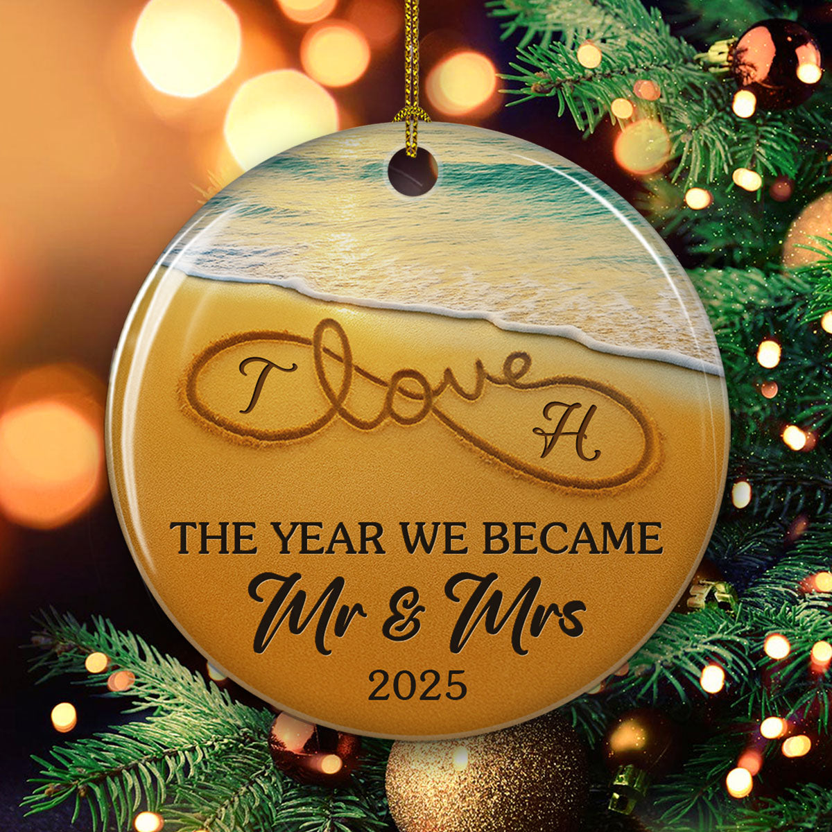 Custom Couple Christmas Ornament, Anniversary Gift •  The Year We Became - Personalized Ceramic Ornament