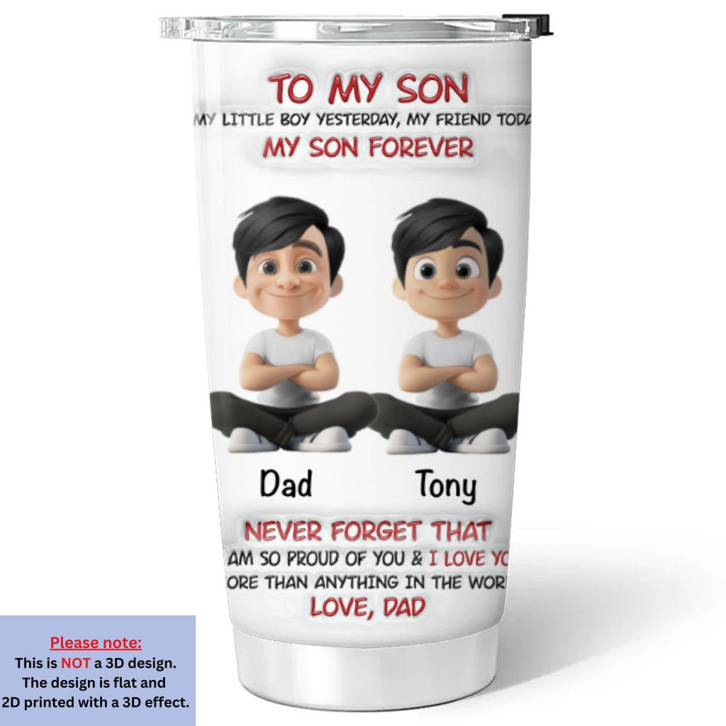 Custom Christmas Birthday Gifts For Son • My Son Forever - Personalized 3D Inflated Effect Tumbler