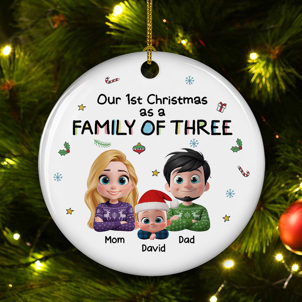 Custom Baby First Christmas Ornament for New Parents •  First Christmas With Baby - Personalized Ceramic Ornament