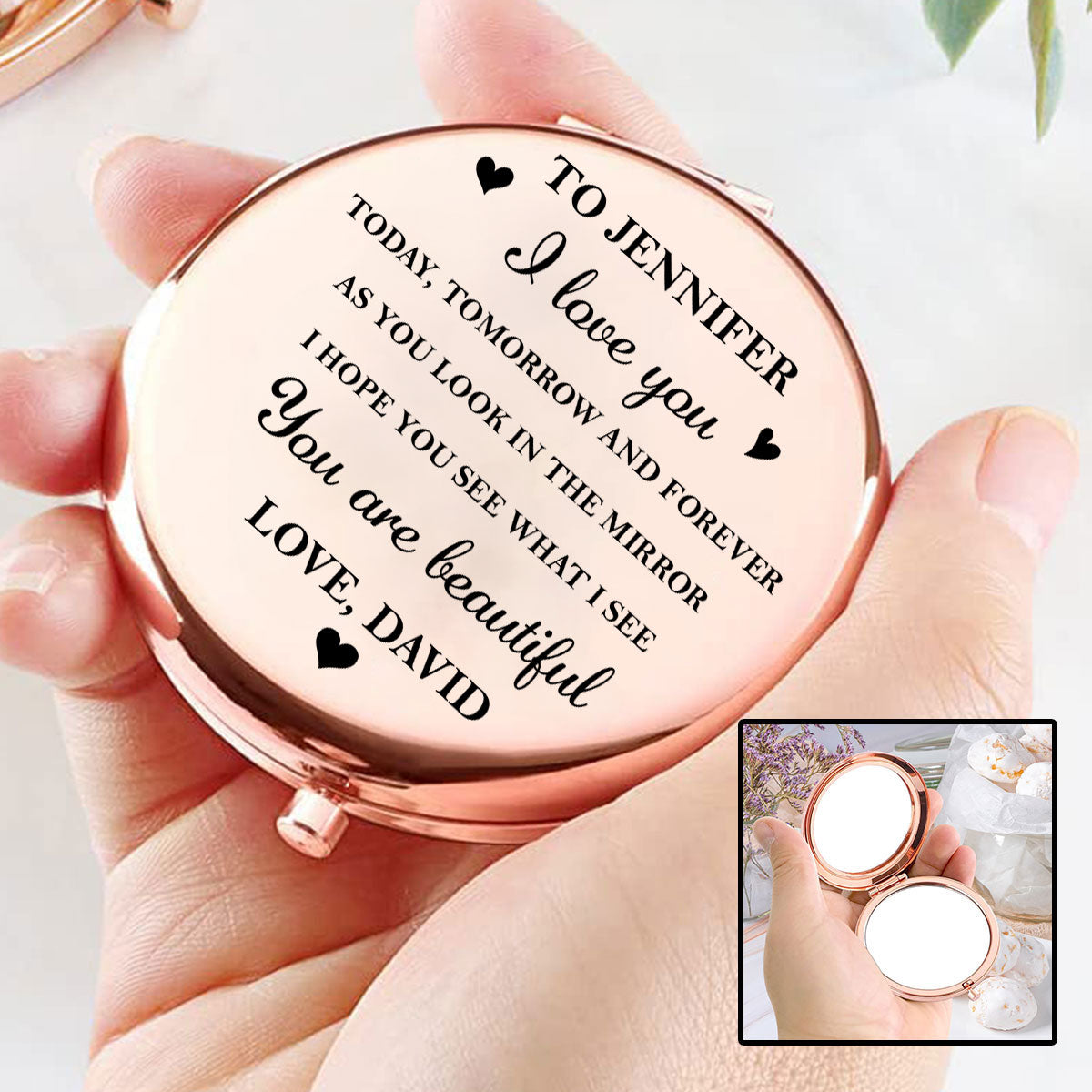 I Love You Forever - Personalized Compact Mirror