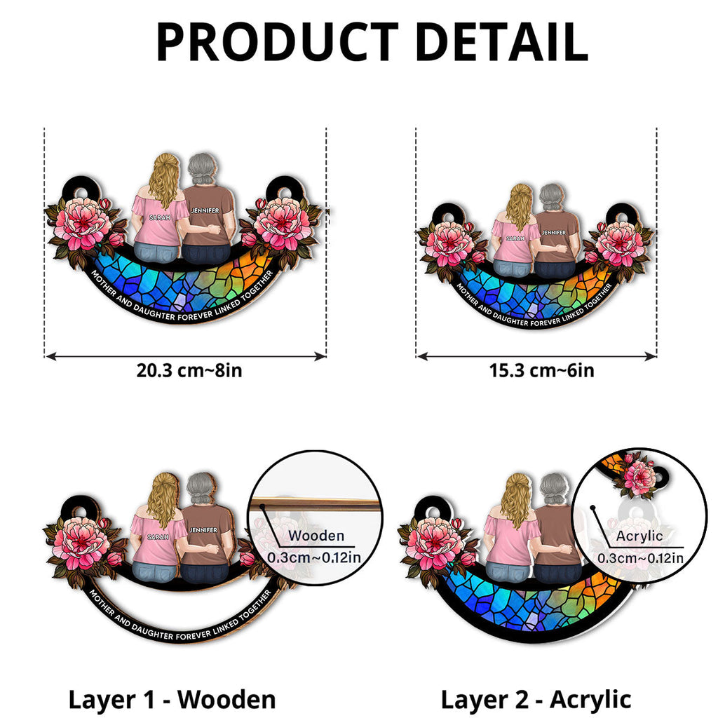 Custom Hanging Decor for Mom Daughter, Mother's Day Birthday Gifts • Mother And Daughters - Personalized Suncatcher