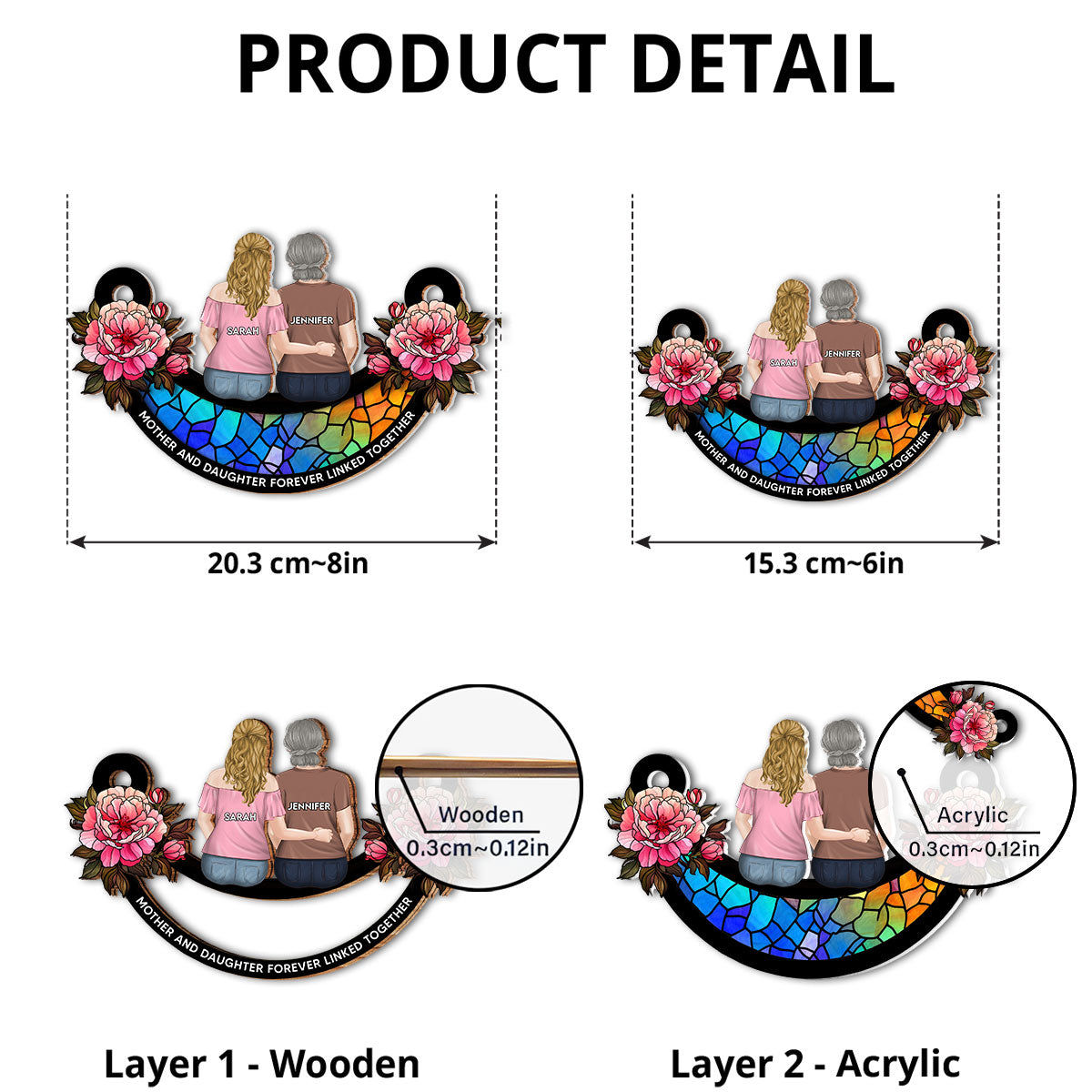Custom Hanging Decor for Mom Daughter, Mother's Day Birthday Gifts • Mother And Daughters - Personalized Suncatcher