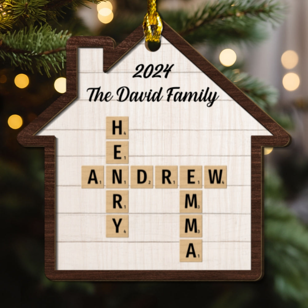 Custom Family Ornament, Christmas Gift for Family Members •  Happy Family - Personalized Freeshape 2-Layered Wood Ornament