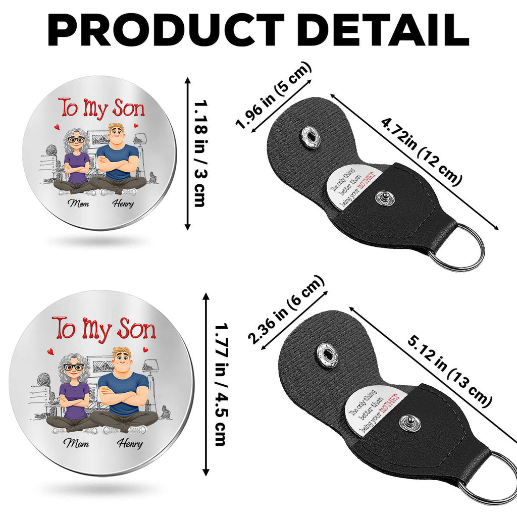 Custom Son Coin Keychain, Father's Day Birthday Gifts • Being A Dad - Personalized Pocket Hug