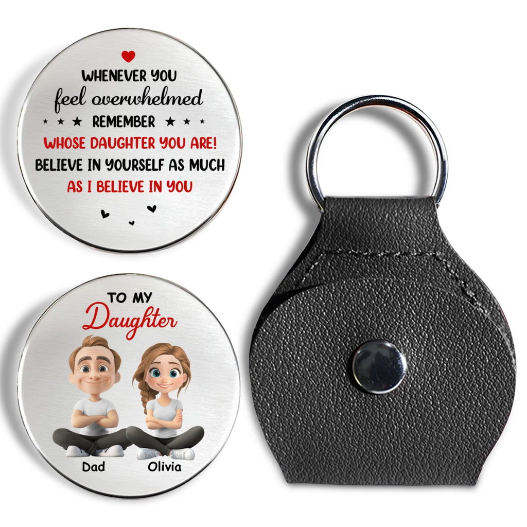 Custom Daughter Coin Keychain, Mother's Day Birthday Gifts • I Believe In You - Personalized Pocket Hug