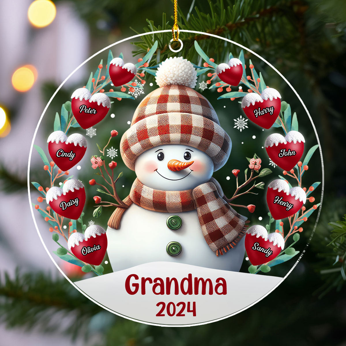 Custom Keepsake Christmas Ornament •  Snowman - Personalized Acrylic Ornament