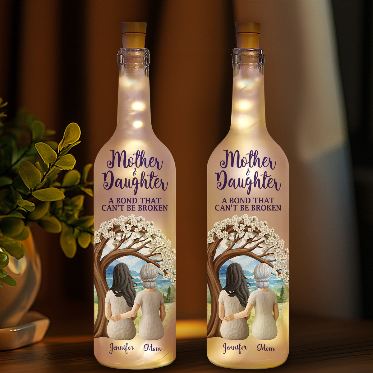 Mother And Daughters - Personalized Bottle Lamp