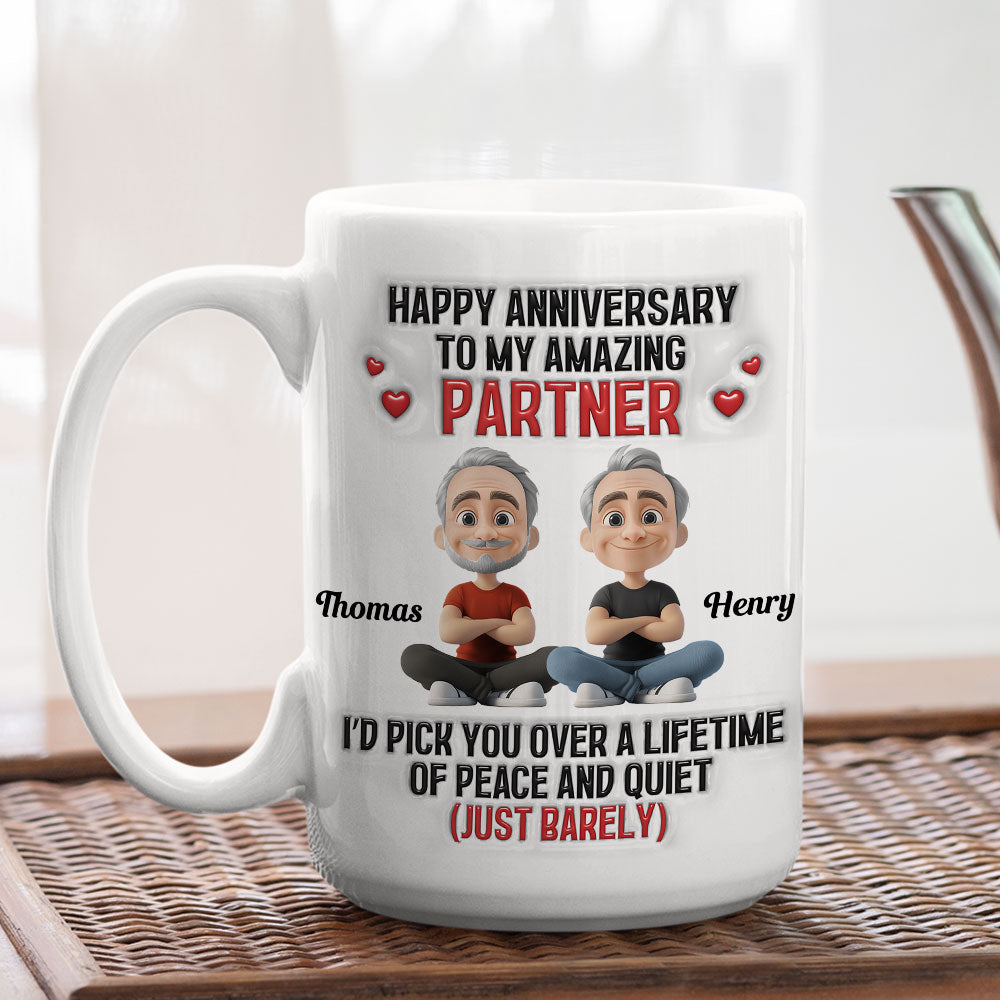 Custom Anniversary Keepsake Gifts For Couple • Over A Peaceful And Quiet Lifetime - Personalized 3D Inflated Effect Mug