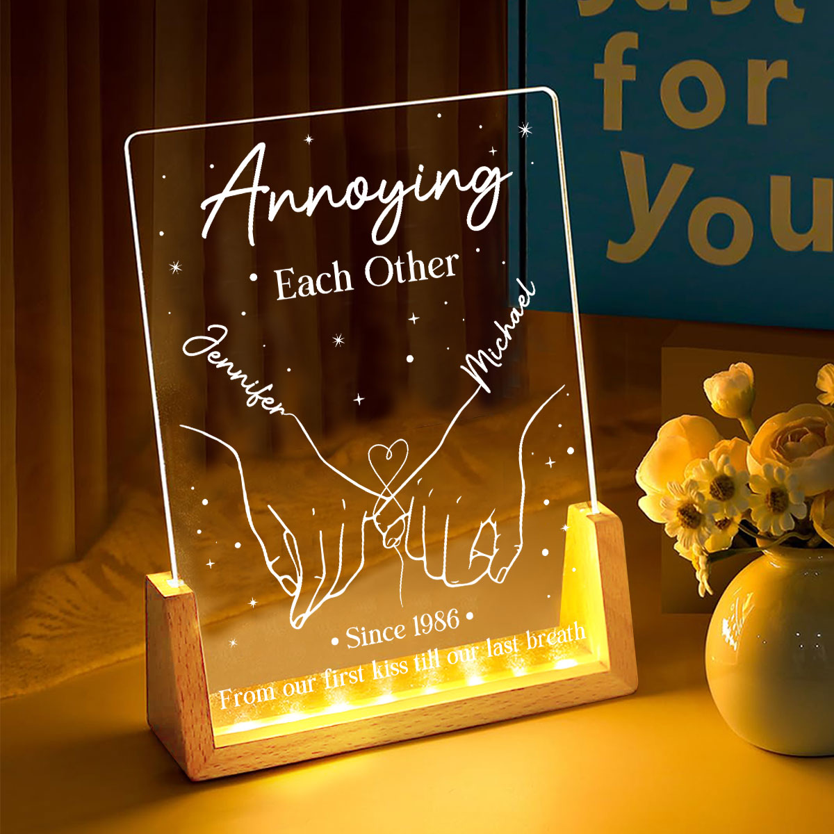 Custom Anniversary, Wedding, Christmas Gift For Husband, Him• Annoying each Other - Personalized Night Light