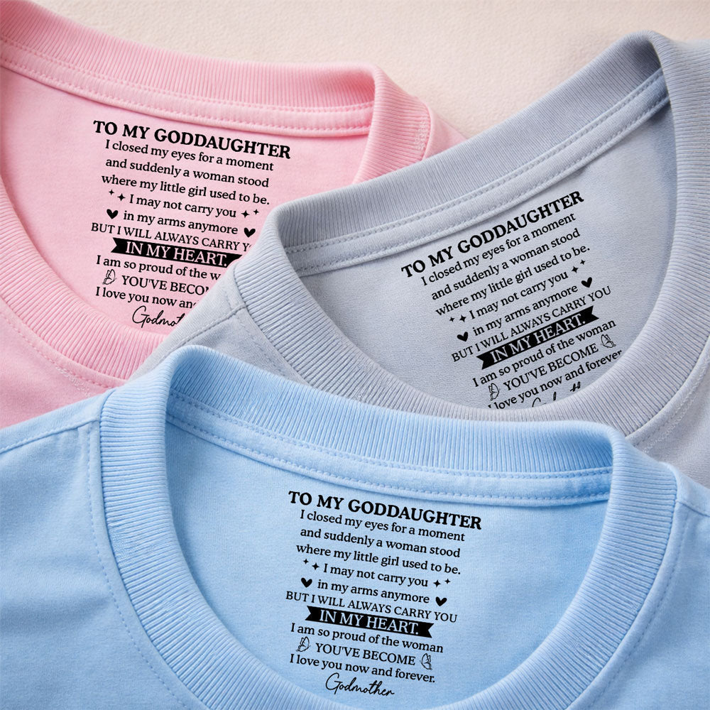 Custom Mother's Day Gift for Daughter • Proud Of My Little Girl - Personalized Inside Neck Print T-shirt