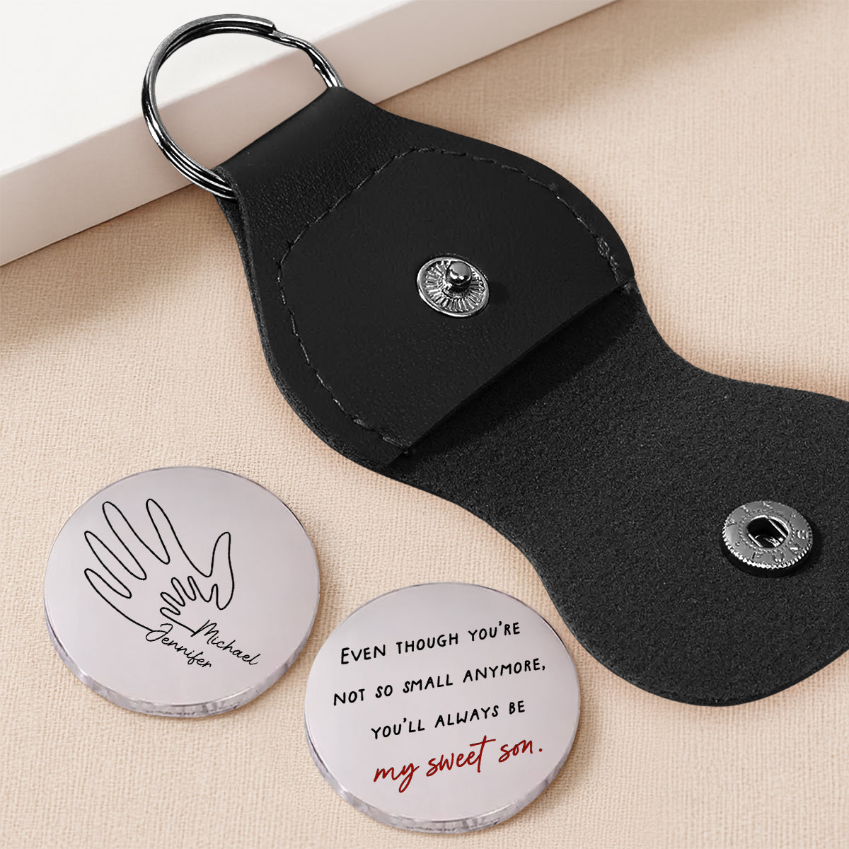 Custom Coin Keychain for Son, Father's Day Birthday Gifts • Always My Little One - Personalized Pocket Hug