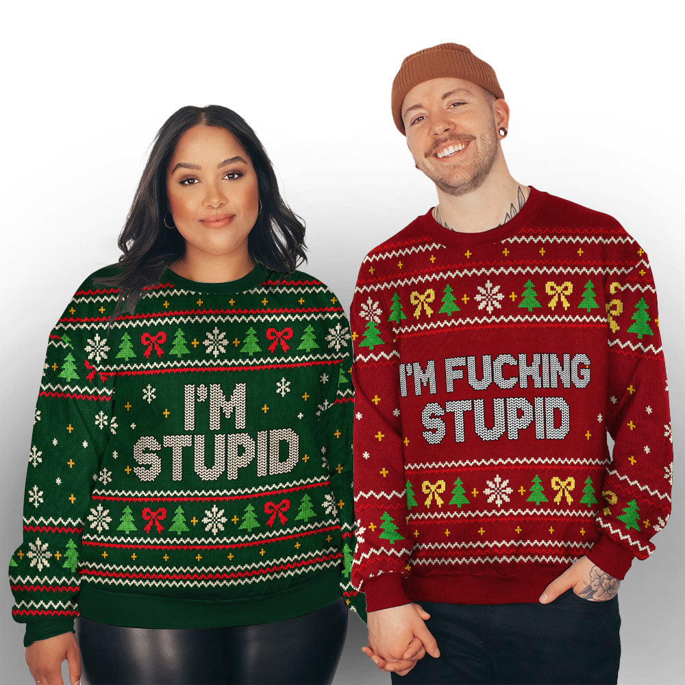 Custom Couple Christmas Sweatshirt, Anniversary Gift • Matching Couple - Personalized All-Over-Print Sweatshirt