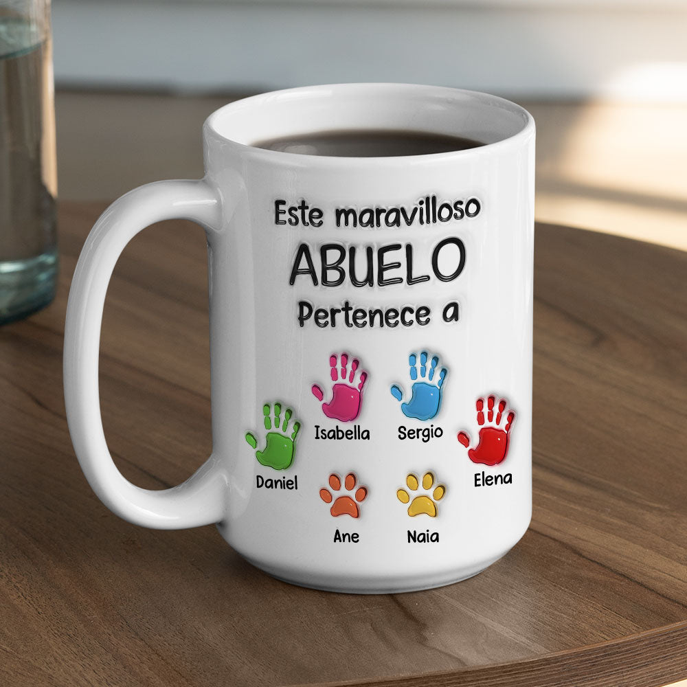 Custom Father's Day, Special Gift for Dad & Grandpa • Este Maravilloso Padre Abuelo Pertenece A - Taza Personalizada con Efecto 3D Inflado