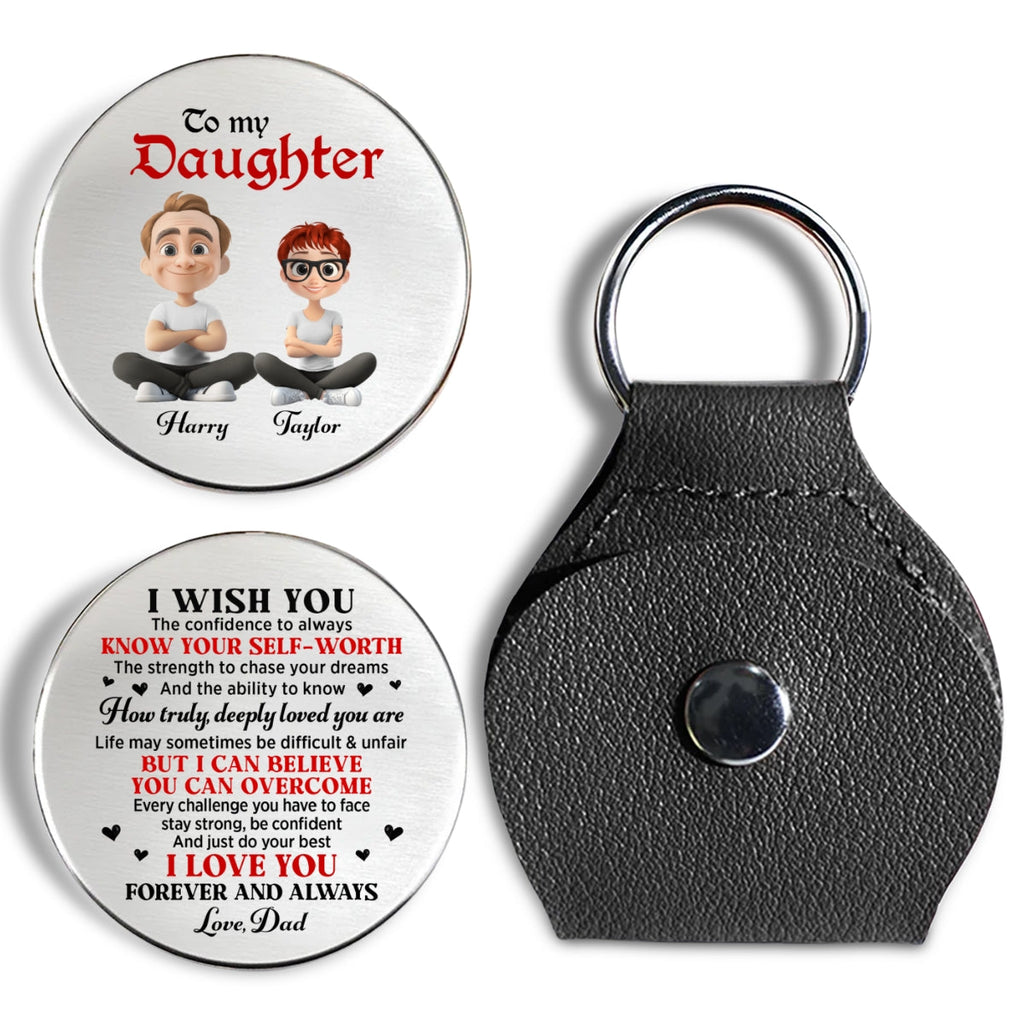 Custom Coin Keychain for Son, Father's Day Birthday Gifts • Just Do Your Best - Personalized Pocket Hug