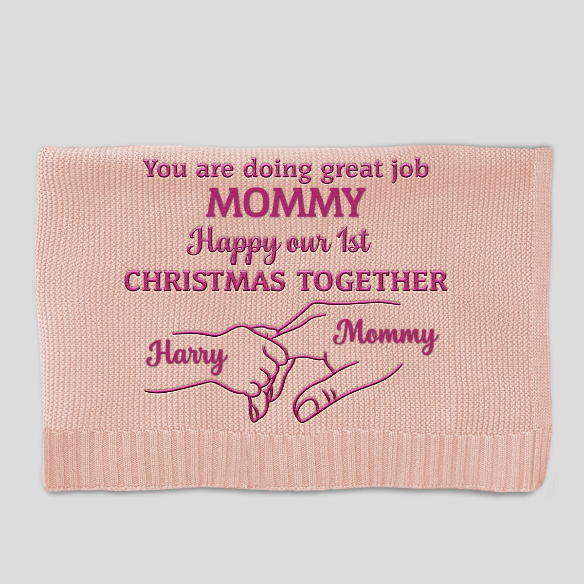 Christmas Together - Personalized Embroidered Knitted Baby Blanket