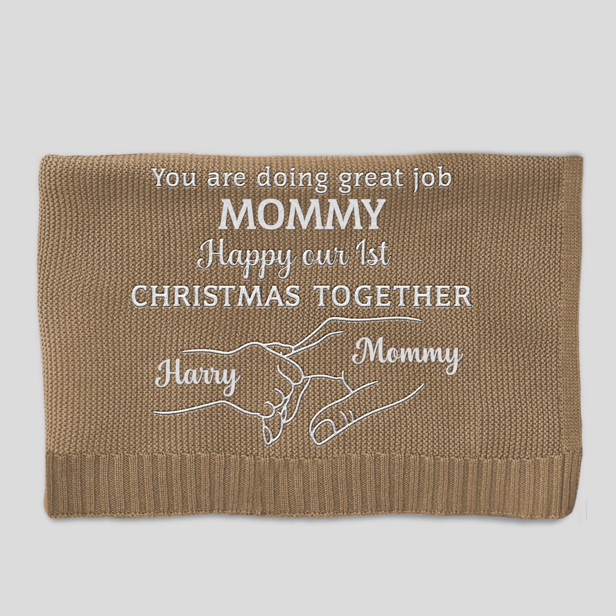 Christmas Together - Personalized Embroidered Knitted Baby Blanket